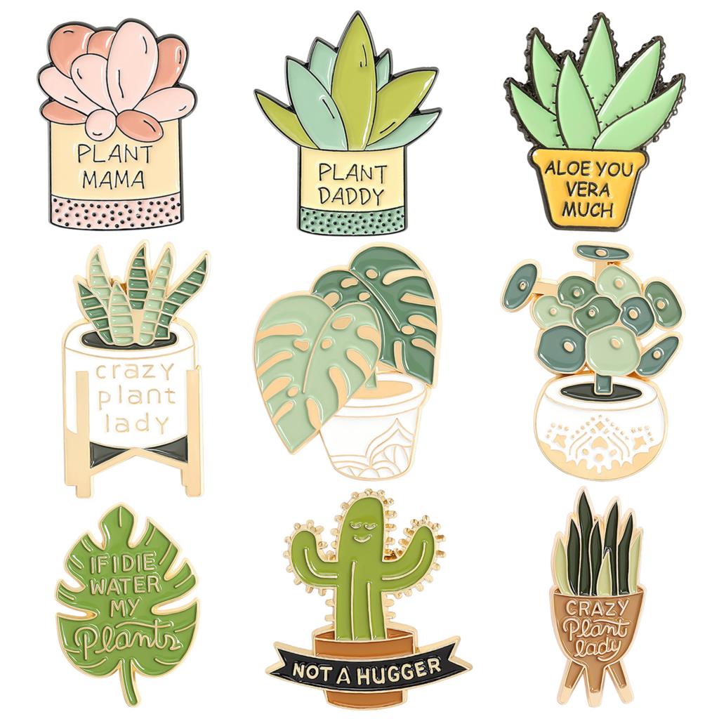 Cactus Mix Pot - Potted Plant Brooch Monstera Aloe Vera