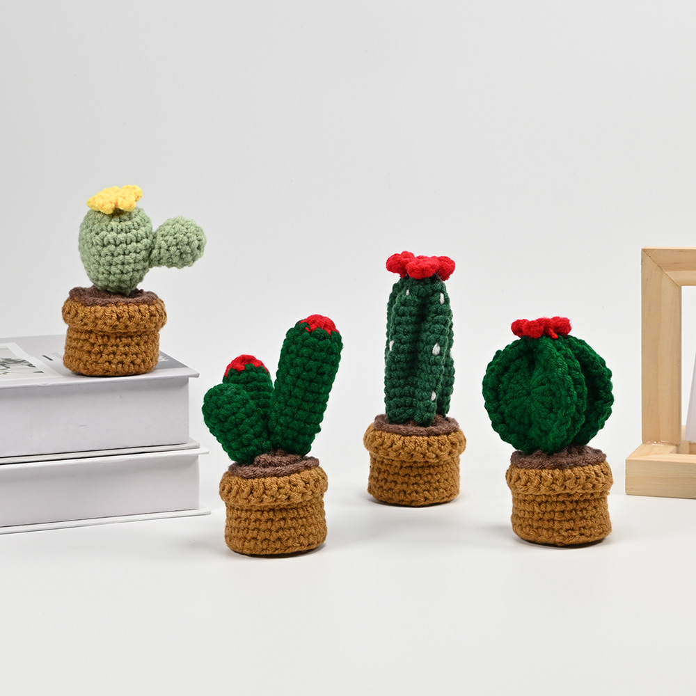 Cactus Mix Pot - Hand-Crocheted Cactus Potted Plants,Artificial Bonsai,Handmade Original