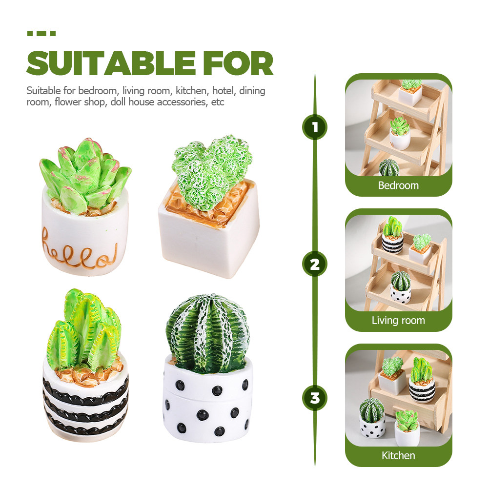 4Pcs Mini Faux Cactus Bonsai P - огляд і ціна Cactus Mix Pot